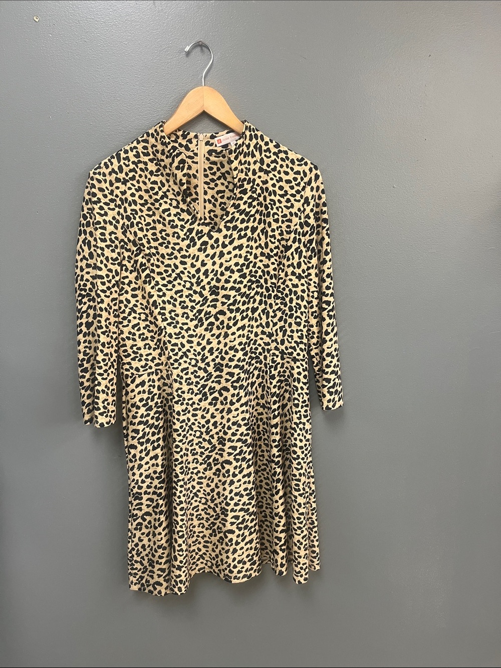 Jude Connally Leopard Print Long Sleeve Dress - Beige & Black